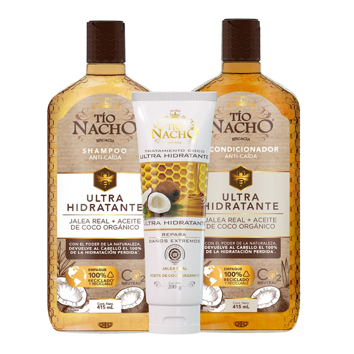 Pack Tío Nacho Coco Ultra Hidratante Shampoo + Acondicionador + Tratamiento