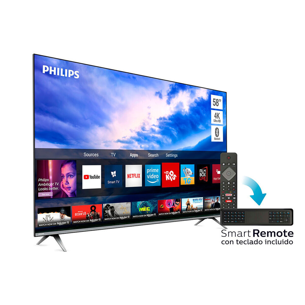 LED 58" Philips 58PUD6654 Smart TV 4K Ultra HD Borderless