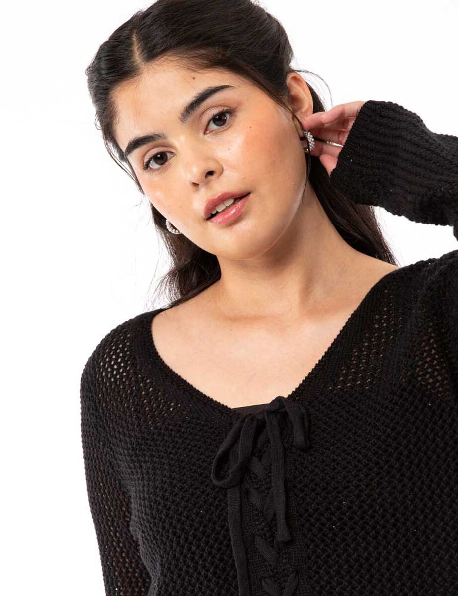 Sweater Crochet Crop Mujer Icono