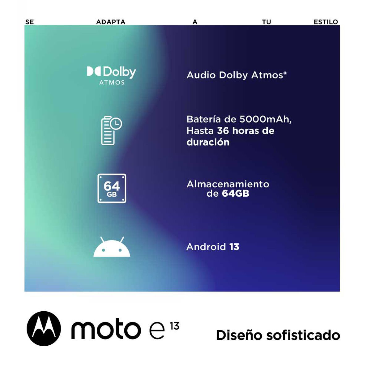 Celular Motorola Moto E13 64GB 6,5" Verde Aurora Wom