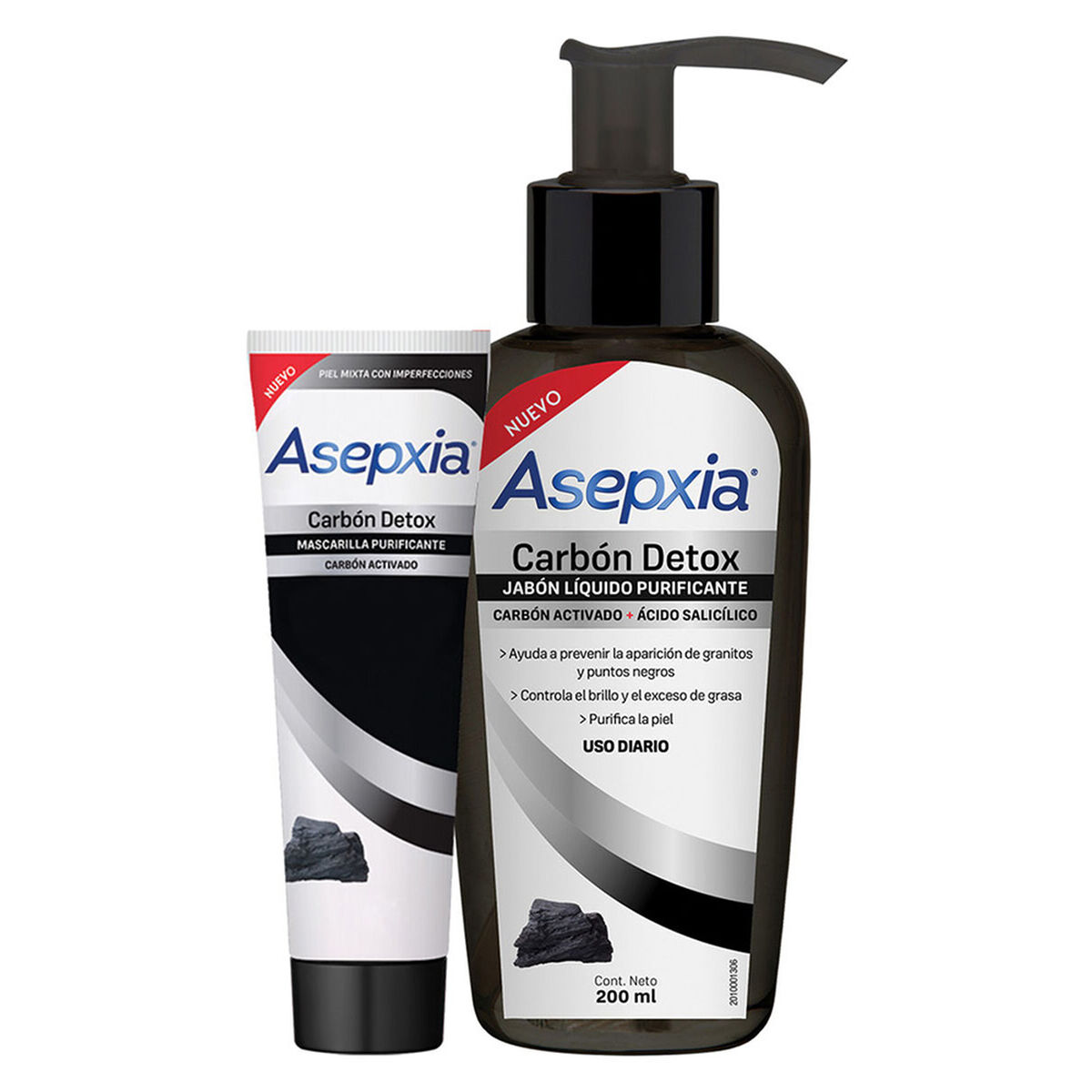 Pack Asepxia Mascarilla Carbón 30 g + Jabón Líquido Purificante 200 ml
