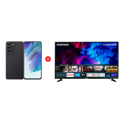 Combo Celular Samsung Galaxy S21 FE 5G 128GB 6,4" Graphite Liberado + LED 43" Samsung TU7090 Smart TV Crystal UHD 4K