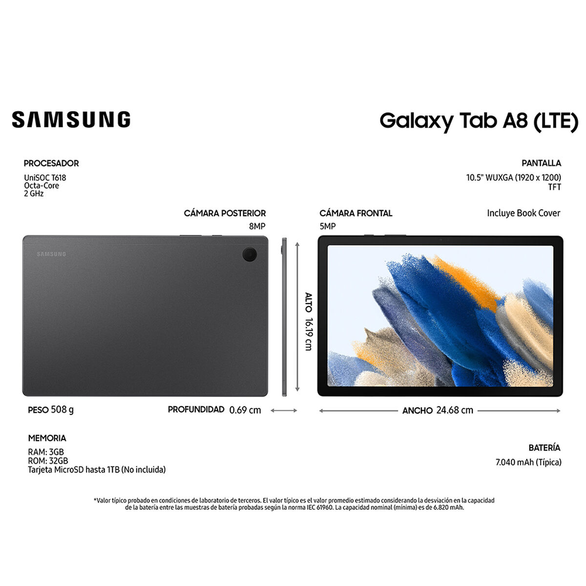 Tablet Samsung SM-X205 4G LTE Galaxy TAB A8 Octa Core 3GB 32GB 10,5\