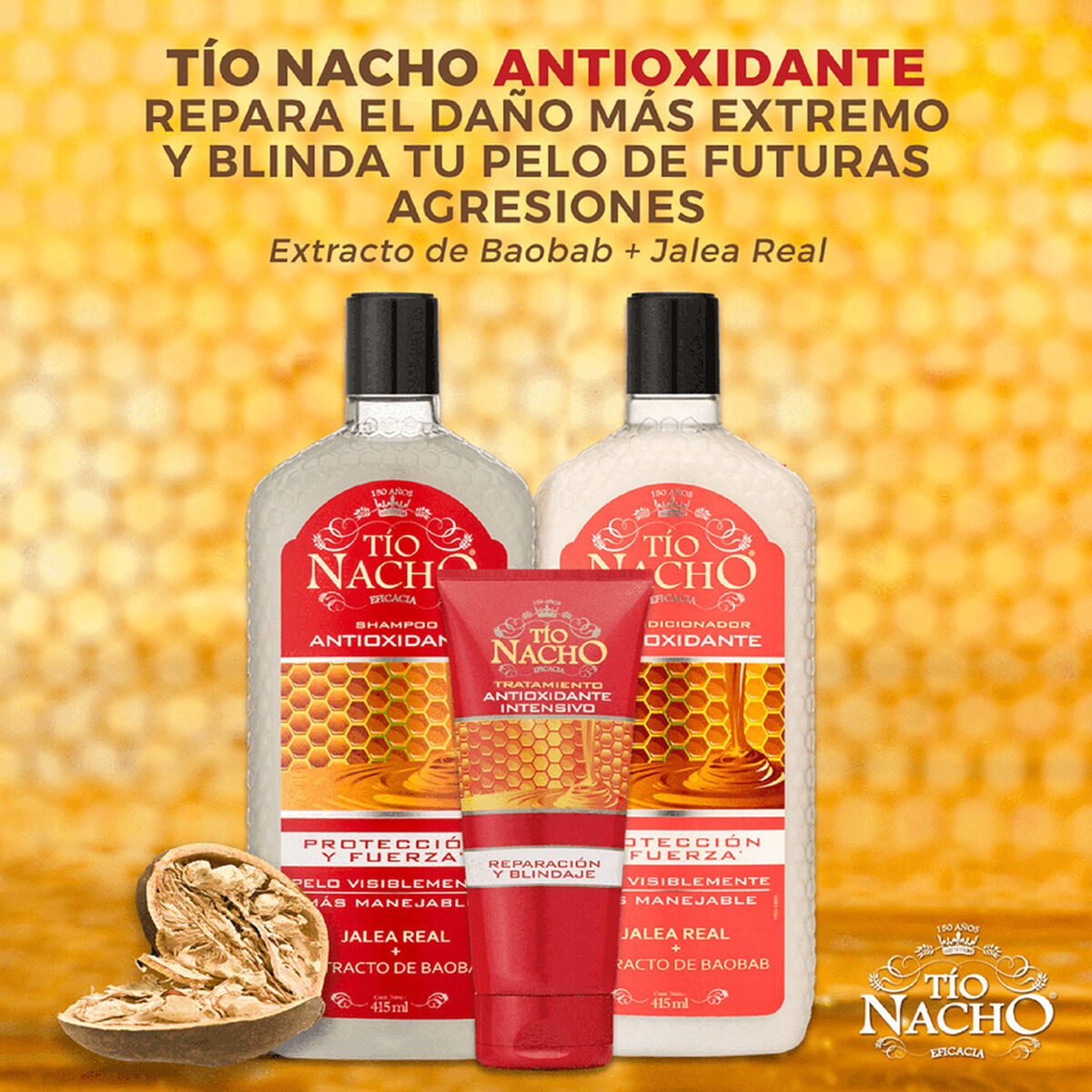 Pack Tío Nacho Antioxidante 2 Shampoo + 1 Acondicionador
