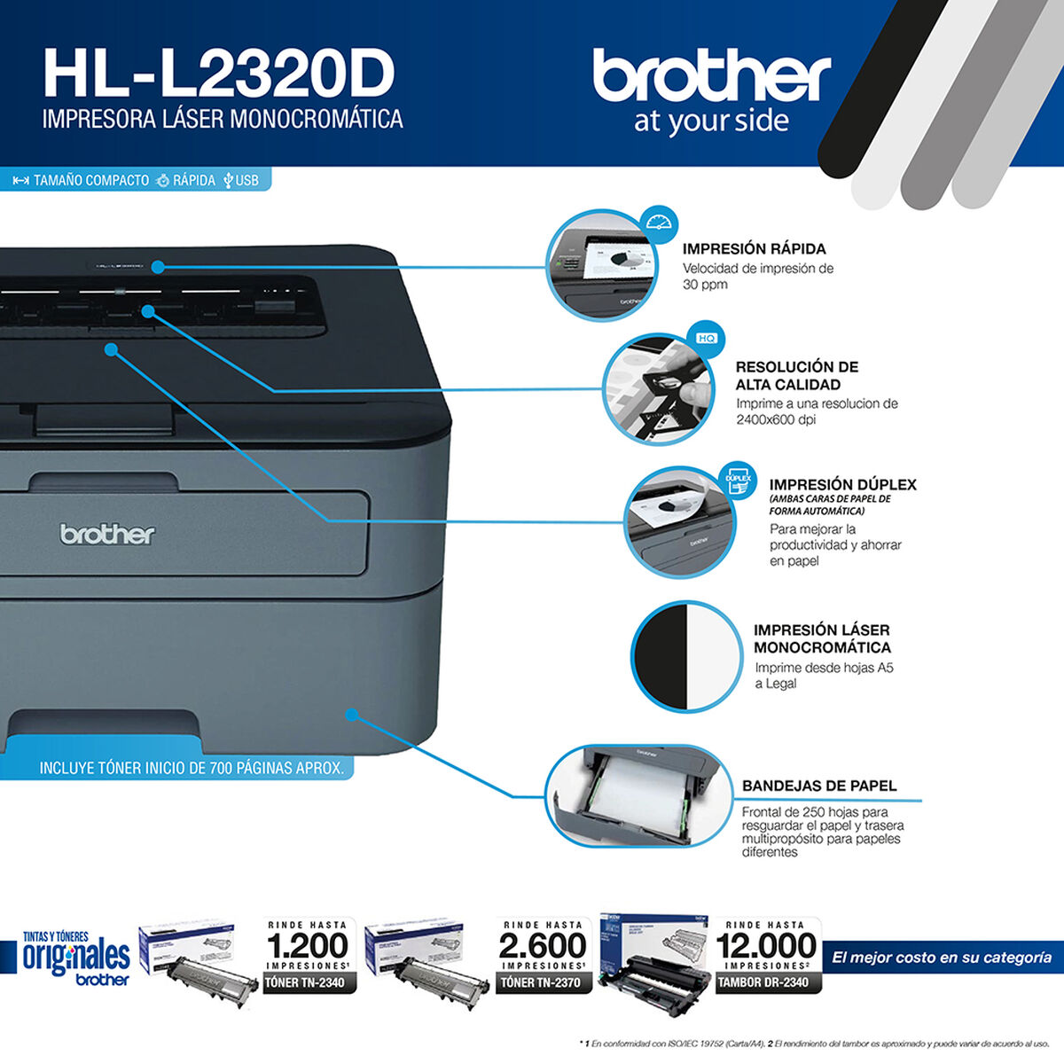 Impresora Láser Monocromática Brother HL-L2320D