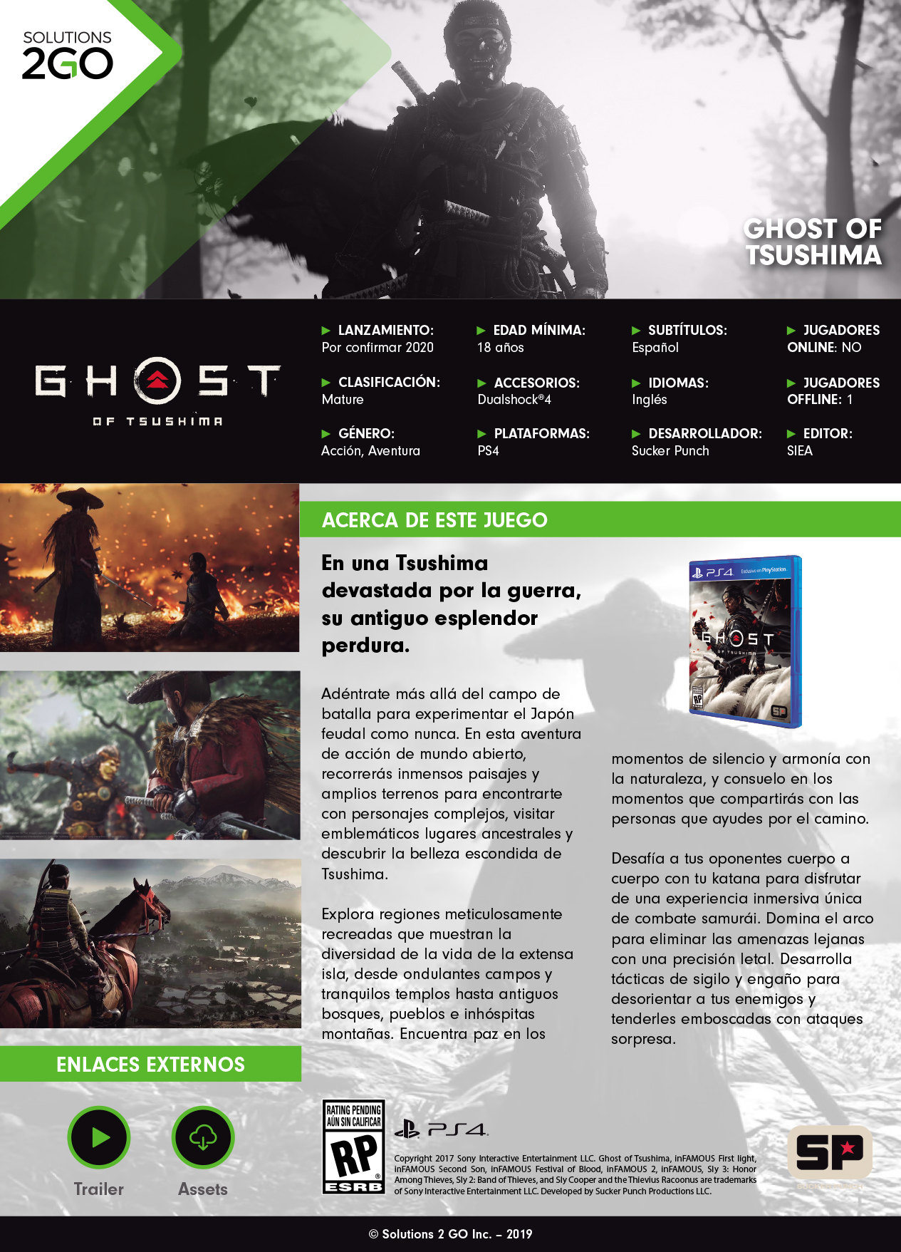 VIDEO JUEGO PS4 SIEA GHOST OF TSUSHIMA - Olímpica